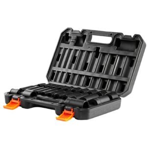 3/8" drive impact socket set, 25 piece deep & shallow socket set sae 5/16" 1", 6 point cr mo alloy steel for auto repair, easy to read size markings, rugged construction, includes storage case