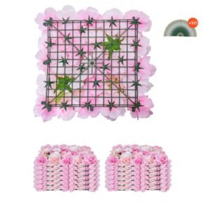 3D Flower Wall Panel, 12 PCS 15 x 15 inch, Artificial Floral Wall Background Mesh Backing Mat,Seamless Design&Easy Installation for Wedding Valentines Day Home Baby Party Backdrop Decor,Pink