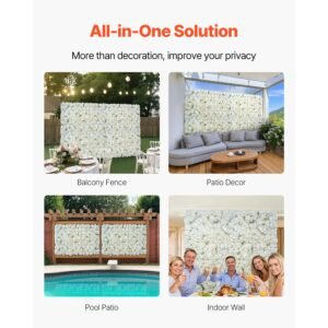 3d flower wall panel, 24 pcs 15 x 15 inch, artificial floral wall background mesh backing mat,seamless design&easy installation for wedding valentines day home baby party backdrop decor,white