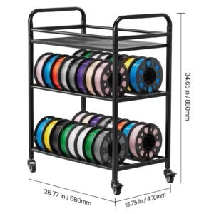 3d printer filament storage rack, 3 tier heavy duty storage shelf, rolling filament spool holders racks with wheels, filaments organzied for 3d printing station, office, workshop (shelf only)
