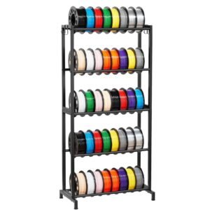3d printer filament storage rack, 5 tier heavy duty storage shelves for 3d printing filaments, filament spool holders racks for 3d printing studio, home studio, office, workshop (shelf only)