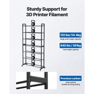 3d printer filament storage rack, 7 tier heavy duty storage shelves for 3d printing filaments, filament spool holders racks for 3d printing studio, home studio, office, workshop (shelf only)