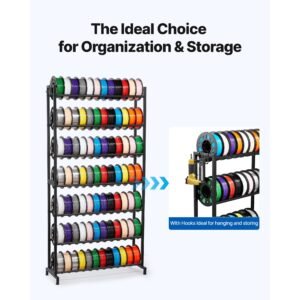 3d printer filament storage rack, 7 tier heavy duty storage shelves for 3d printing filaments, filament spool holders racks for 3d printing studio, home studio, office, workshop (shelf only)