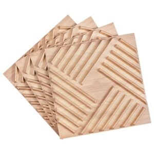 3D Wall Panels, 12-Pack 19.7 x 19.7 in PVC Modern Art Minimalist Salt Tiles, 32 Sq.Ft Coverage Accent Wall Panel, Interior Home Decor for Ceiling, Bedroom, Living & Gaming Room, Light Wood Color
