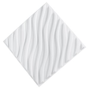3d wall panels, 12 pack 19.7 x 19.7 in pvc modern art minimalist wave tiles, 32 sq.ft coverage accent wall panel, interior home decor for ceiling, bedroom, living & gaming room, matte white