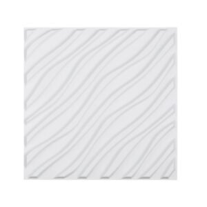 3d wall panels, 12 pack 19.7 x 19.7 in pvc modern art minimalist wave tiles, 32 sq.ft coverage accent wall panel, interior home decor for ceiling, bedroom, living & gaming room, matte white