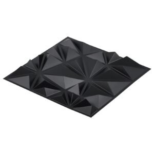 3d wall panels, 33 pack 11.81 x 11.81 in pvc modern art minimalist diamond tiles, 32 sq.ft coverage accent wall panel, interior home decor for ceiling, bedroom, living & gaming room, matte black