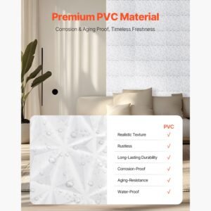3d wall panels, 33 pack 11.81 x 11.81 in pvc modern art minimalist diamond tiles, 32 sq.ft coverage accent wall panel, interior home decor for ceiling, bedroom, living & gaming room, matte white