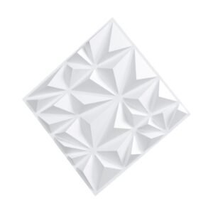 3D Wall Panels, 33-Pack 11.81 x 11.81 in PVC Modern Art Minimalist Diamond Tiles, 32 Sq.Ft Coverage Accent Wall Panel, Interior Home Decor for Ceiling, Bedroom, Living & Gaming Room, Matte White