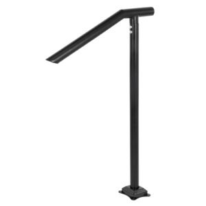 3ft step railing, iron stair handrail floor mounted sturdy black arched handrails for outdoor indoor steps fits 2 to 3 steps