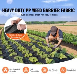 3ftx250ft premium heavy duty weed barrier landscape fabric, 5oz woven geotextile fabric under gravel, high permeability for weed blocker weed mat, driveway fabric, weed control garden cloth