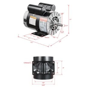 3hp air compressor electric motor, 230v 15.5 amps, 56 frame 3450rpm, 5/8" keyed shaft, 1.88" shaft length, single phase, cw/ccw rotation (factory setting is ccw)