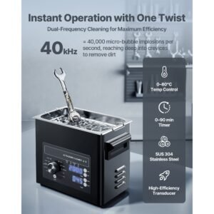3l ultrasonic cleaner, professional ultrasonic cleaner machine with knob control, stainless steel cleaning machine with basket and cleaning ball, for watches, razors, jewelry, coins and more