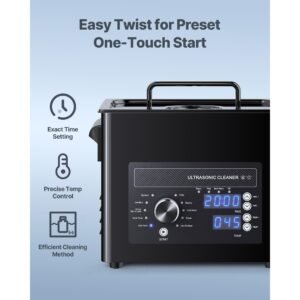 3l ultrasonic cleaner, professional ultrasonic cleaner machine with knob control, stainless steel cleaning machine with basket and cleaning ball, for watches, razors, jewelry, coins and more