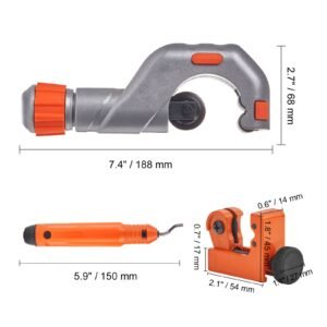 3pcs tubing cutter set heavy duty pipe cutter 3/16" 2"od, mini tube cutter 1/8" 7/8" & deburring tool, professional ultimate pipe cutter set for stainless steel, copper, aluminum, plastic pipe