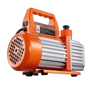 4 CFM AC Vacuum Pump and Gauge Set, 1/3 HP, Single Stage Rotary Vane HVAC Air Vacuum Pump, A/C Refrigerant Manifold Gauge Kit, with Leak Detector, Carry Bag, for R134a R22 R410a Refrigerants