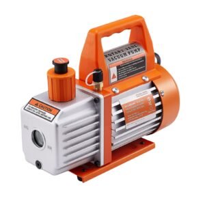 4 cfm ac vacuum pump and gauge set, 1/3 hp, single stage rotary vane hvac air vacuum pump, a/c refrigerant manifold gauge kit, with leak detector, carry bag, for r134a r22 r410a refrigerants