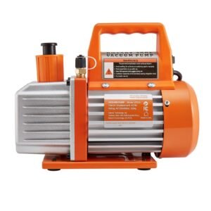 4 cfm ac vacuum pump and gauge set, 1/3 hp, single stage rotary vane hvac air vacuum pump, a/c refrigerant manifold gauge kit, with leak detector, carry bag, for r134a r22 r410a refrigerants
