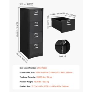 4 drawer file cabinet with lock metal vertical filing storage cabinets for home office heavy duty cabinet with detachable hanging rod for a4letterlegal size file easy assembly black 4.jpg