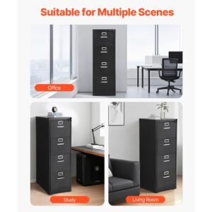 4 drawer file cabinet with lock metal vertical filing storage cabinets for home office heavy duty cabinet with detachable hanging rod for a4letterlegal size file easy assembly black 5.jpg