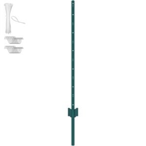 4 Feet Fence Post 10 Pack T-Post Heavy Duty Metal Fence Posts Green