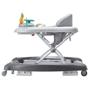 4 in 1 baby walker, foldable baby activity center on wheels, 3 adjustable height, music & toys tray, learning seated | walk behind | rocker | bouncer toddler walker for girls boys 6 24 months