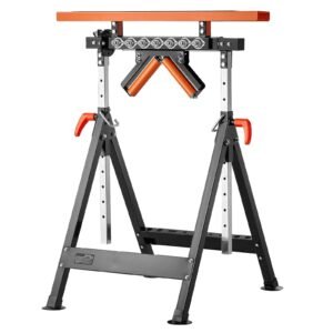 4 in 1 roller stand, 440 lb load capacity, 33 50 in adjustable height, folding heavy duty with rack & polished multi directional roller head, for table saw outfeed woodworking extension support