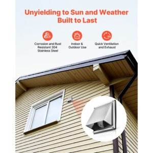 4 inch external extractor wall vent cover, square ac vent gable cover, premium stainless steel & with built in a protection screen, for house,bathroom,garage,kitchen,basement (1 pack, silver)