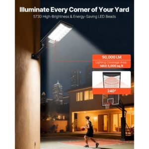 4 pack 500w solar street lights outdoor, 50000lm, commercial parking lot lights dusk to dawn, led flood security lamp with motion sensor, ip65 waterproof outdoor lighting, for driveway yard
