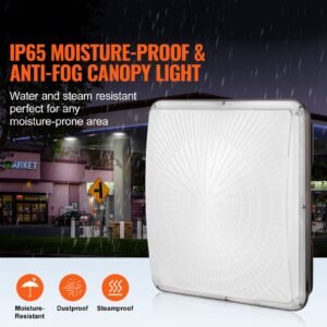 4 pack led canopy lights, 150w, 16500lm 5000k daylight commercial industrial outdoor canopy lights, 12.4"x12.4" surface mount ceiling lighting for gas station warehouse garage street shop, ip65