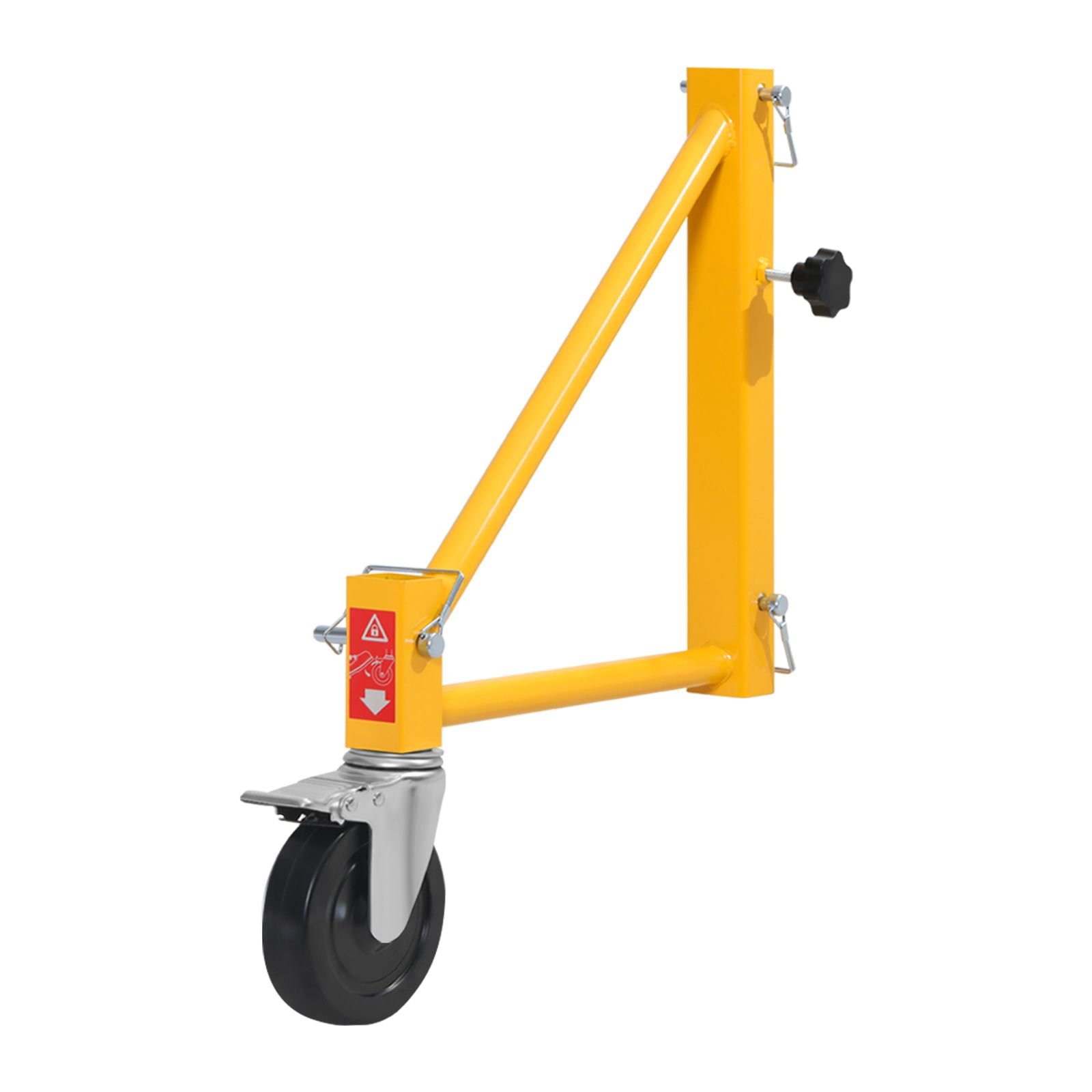 4 pack scaffold outriggers, 1000 lbs total load capacity baker style scaffolding accessory with swivel casters, carbon steel scaffold wheel system with rust proof galvanized surface, yellow