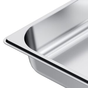 4 pack stainless steam hotel pan, 1/2 size table steam pan, 2.5 inch deep anti jam restaurant supplies reusable rustproof catering storage for home, party, restaurant, hotel, buffet