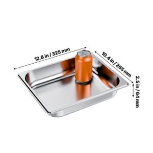 4 pack stainless steam hotel pan, 1/2 size table steam pan, 2.5 inch deep anti jam restaurant supplies reusable rustproof catering storage for home, party, restaurant, hotel, buffet
