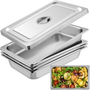 4 pack steam table pans 20.9 x 12.8 x 3.9 inch deep steam table pan full size 13l deep food container stainless steel oven tray hotel pans anti jam steam table food pan