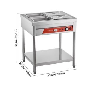 4 pan commercial food warmer, 4 x 1/2 pans electric steam table, 1500w professional buffet catering food warmer with undershelf, stainless steel server for restaurant party hotel