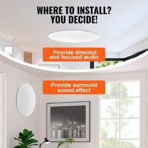 4 pcs 8 inch in ceiling speakers, 100 watts, flush mount ceiling & in wall speakers system with 8Ωimpedance 89db sensitivity, for home kitchen living room bedroom or covered outdoor porches