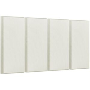 4 PCS Acoustic Panels, 2 inch Thick 23.6 x 11.8 inch Fiberglass Sound Absorbing Panels, Self-adhesive Soundproof Wall Boards, for Studios, Office, Home Theater,Meeting Room, Beige