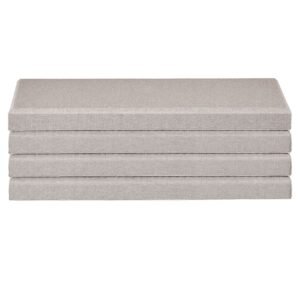 4 pcs acoustic panels, 2 inch thick 23.6 x 11.8 inch fiberglass sound absorbing panels, self adhesive soundproof wall boards, for studios, office, home theater,meeting room, camel