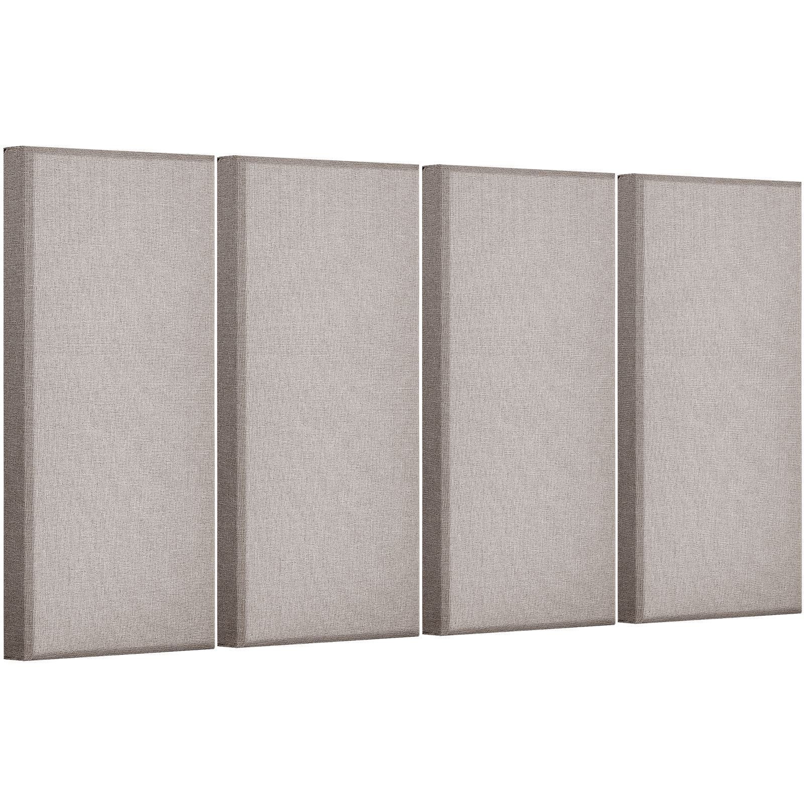 4 pcs acoustic panels, 2 inch thick 23.6 x 11.8 inch fiberglass sound absorbing panels, self adhesive soundproof wall boards, for studios, office, home theater,meeting room, camel