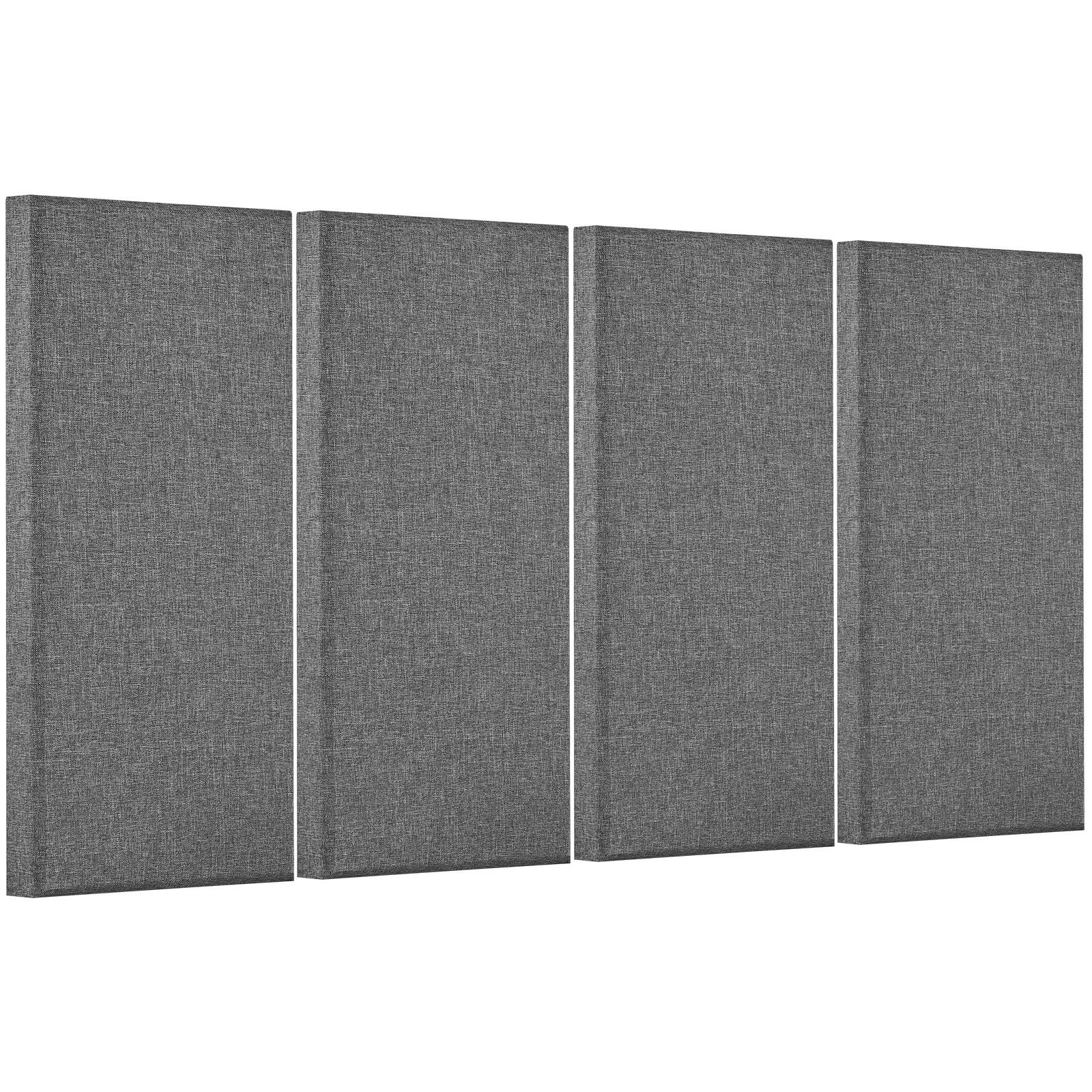 4 pcs acoustic panels, 2 inch thick 23.6 x 11.8 inch fiberglass sound absorbing panels, self adhesive soundproof wall boards, for studios, office, home theater,meeting room, gray