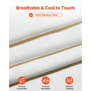 4 piece bed sheet set queen size, 100% bamboo fiber bedding set, cooling, breathable & shrink resistant luxury bed sheet with deep pocket, fit up to 16" deep mattress, ideal for hotel bedroom