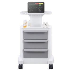 4 Tiers Lab Carts, Lab Utility Cart with 3 Drawers & 1 Top Tray, Mobile Medical Cart with ABS Material, Lab Rolling Cart with 4 Silent Wheels for Lab, Clinic, Hospital, Salon, White