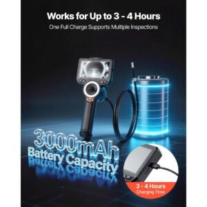 4 way articulating endoscope with light, true 1080p hd industrial borescope inspection camera with articulated probe, flexible snake scope cam for wall automotive engine inspect 4.9ft