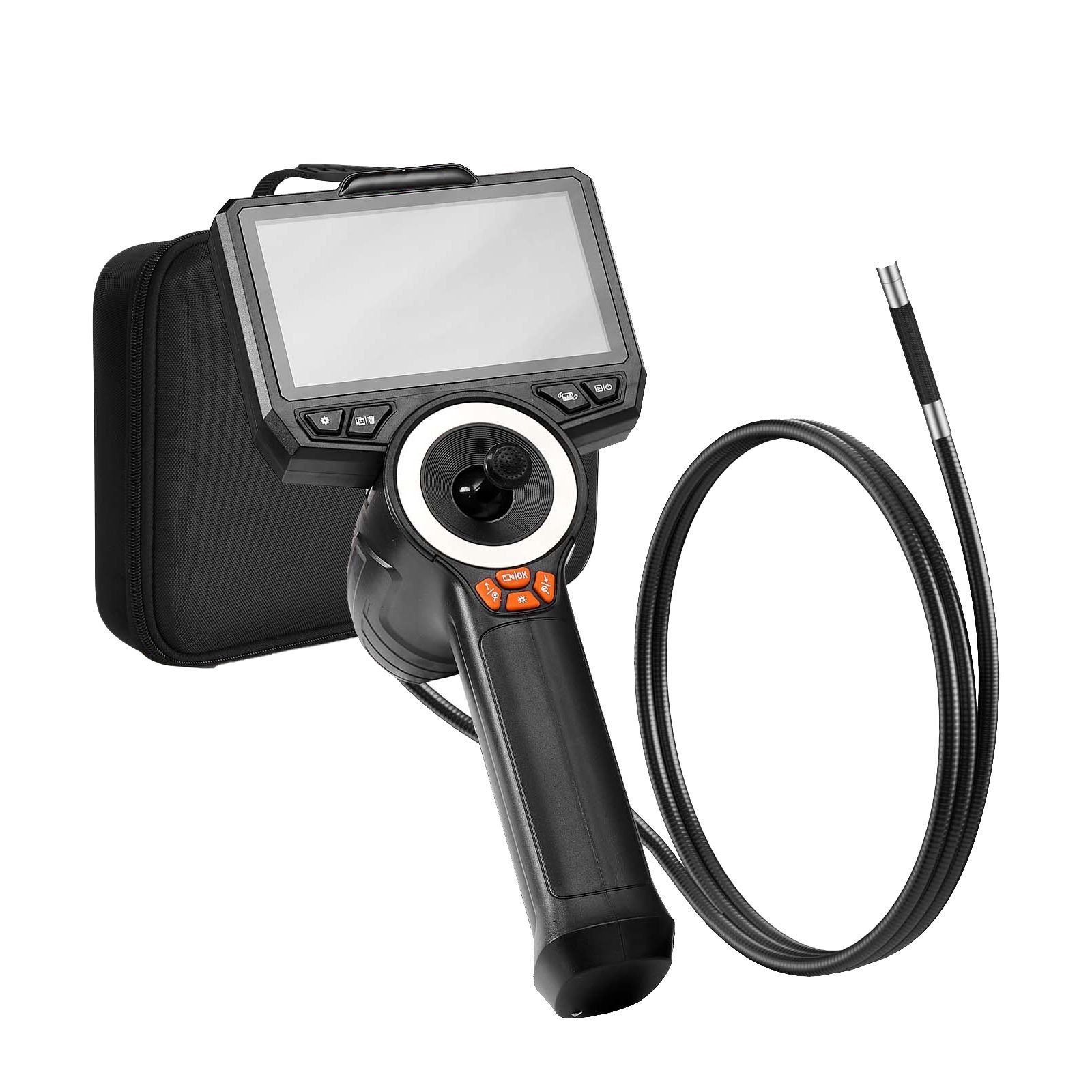 4 way articulating endoscope with light, true 1080p hd industrial borescope inspection camera with articulated probe, flexible snake scope cam for wall automotive engine inspect 4.9ft