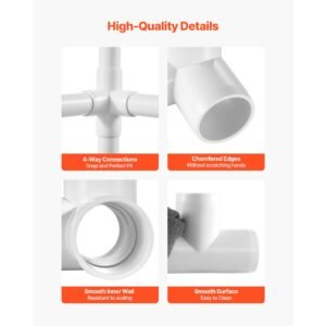 4 way pvc fittings, 1 inch pvc pipe joints elbow connector, 10 pack furniture grade pipe corner connectors for diy storage rack, animal cage, garden support frame, impact & weather resistant