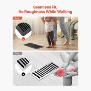 4 x 10 inch floor registers, 12 pack vent grilles, havc heavy duty walkable iron floor vents, easily adjustable rust proof air vents deflector with metal damper, ideal for home & office, black