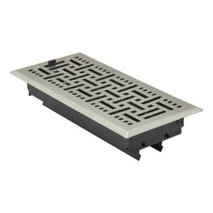 4 x 10 Inch Floor Registers, 2-Pack Vent Grilles, HVAC Heavy-Duty Walkable Iron Floor Vents, Easily Adjustable Rust-Proof Air Vents Deflector with Metal Damper, for Home & Office, Nickel-Plated