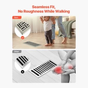 4 x 10 inch floor registers, 2 pack vent grilles, hvac heavy duty walkable iron floor vents, easily adjustable rust proof air vents deflector with metal damper, for home & office, nickel plated