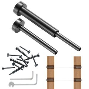 40 pack invisible cable railing kit, t316 stainless steel 1/8" invisible receiver and swage stud end for cable railing, swage tensioner 1/8" for wood/metal post, cable railing hardware, black