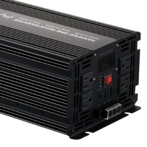 4000w power inverter, 12v dc to 120v ac modified sine wave inverter, solar car charger converter with lcd display, remote control, 2 usb ports, 4 ac outlets, type c port, for rv, truck outdoor